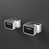 拖把挂钩挂架免打孔壁挂卫生间拖布收纳架粘胶强力固定卡扣扫把夹|侧面挂时尚黑[两个装]