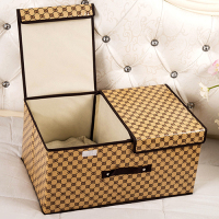 收纳箱布艺棉麻整理箱有盖储物盒子大号可折叠内衣盒家用衣服箱子|酷奇 小号:36*25*16cm