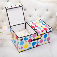 收纳箱布艺棉麻整理箱有盖储物盒子大号可折叠内衣盒家用衣服箱子|灯笼 小号:36*25*16cm