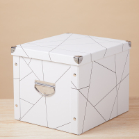 纸质收纳箱折叠书箱学生储物盒子家用整理箱装书本纸箱办公文件筐|北欧线条 32.5*32.5*31CM[适用于纪念品]