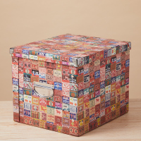 纸质收纳箱折叠书箱学生储物盒子家用整理箱装书本纸箱办公文件筐|民国插画 34*31*29CM[适用玩具搁架]