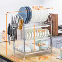 厨房置物架落地多层储物沥水碗碟架双层放碗餐具收纳神器碗架用品|U3加厚+白盘+刀架+筷筒+砧板架[配有3个水盘]
