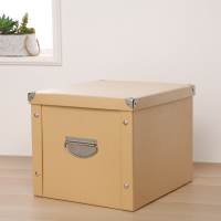 纸质收纳箱折叠书箱学生储物盒子家用整理箱装书本纸箱办公文件筐|牛皮纸色 27*22*16CM[适装CD无提手]