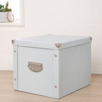 纸质收纳箱折叠书箱学生储物盒子家用整理箱装书本纸箱办公文件筐|浅灰色 27*22*16CM[适装CD无提手]