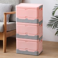 可折叠书籍收纳箱学生装书本收纳整理神器塑料放书收|大号粉三件套【超省】 折叠式收纳箱【升级款密封性高】