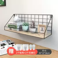免打孔墙上置物架床头卧室墙壁挂架壁挂篮挂墙宿舍神器收纳架|黑色大号[送2粘钩2无痕钉]