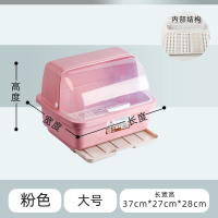 装碗筷收纳盒放碗箱沥水厨房用品家用大全带盖置物碗碟收纳架碗柜|粉色/大号/半翻盖❤(比中号贵)