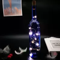 发光红酒瓶许愿瓶幸运星漂瓶子酒吧装饰简约彩色玻璃瓶瓶塞灯串|蓝色瓶子+暖白灯