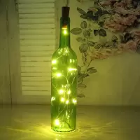 发光红酒瓶许愿瓶幸运星漂瓶子酒吧装饰简约彩色玻璃瓶瓶塞灯串|绿色瓶子+暖白灯