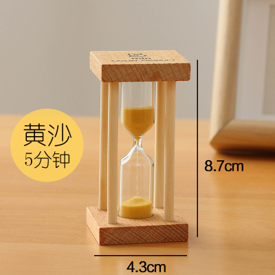 沙漏计时器儿童时间漏斗3/5/10/30五分钟沙瓶防摔摆件创意木质|方形5分钟沙漏-黄沙