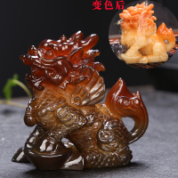 热水变色茶宠摆件弥勒佛卧佛茶玩精品可养茶盘茶台茶室茶具配件饰|麒麟(公)变红玉色