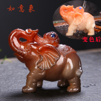 热水变色茶宠摆件弥勒佛卧佛茶玩精品可养茶盘茶台茶室茶具配件饰|如意象(变红玉色)
