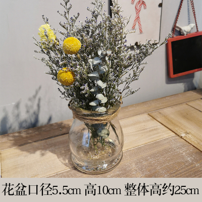 陶罐干花套装工业风摆设咖啡馆奶茶民宿餐吧服装店铺橱窗装饰摆件|透明玻璃瓶+干花
