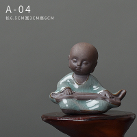 哥窑禅意小茶宠摆件精品可养紫砂人物创意可爱貔貅个性茶台茶玩|扶琴