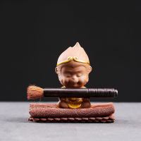 紫砂茶宠摆件精品可养孙悟空摆件齐天大圣茶具茶桌茶台茶艺小摆件|大号百战不殆(+养壶笔+茶巾)-朱泥