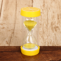 水果沙漏计时器 儿童防摔漏斗时间5.10.15.30.60分钟创意安全摆件|柠檬色-5分钟