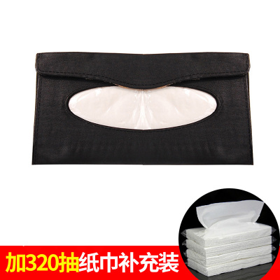 创意汽车车载纸巾盒车内车上车用遮阳板挂式抽纸盒餐巾纸抽放天窗|黑色款+纸巾补充装