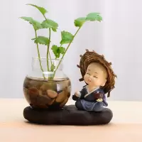 创意茶宠摆件小和尚水培花瓶茶水养植物禅意茶道茶玩茶宝茶具|琪(不含植物)