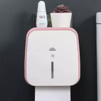 卫生间纸巾盒厕所卫生纸置物架壁挂式抽纸盒免打孔创意防水纸巾架|简约粉