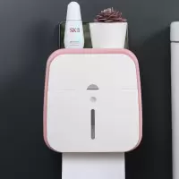 卫生间纸巾盒厕所卫生纸置物架免打孔纸巾架防水厕纸架创意抽纸盒|粉色