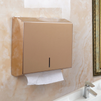 壁挂式擦手纸盒不锈钢酒店家用厨房抽纸盒洗手间免打孔擦手纸巾架|加厚玫瑰金（镜面）