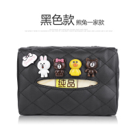 车载纸巾盒汽车用扶手箱遮阳板抽纸盒创意可爱车内挂式餐巾纸盒|黑色-熊兔一家菱形纸巾盒