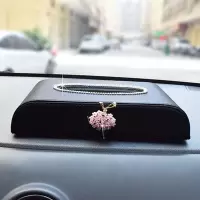 汽车纸巾盒车载纸巾盒车抽纸盒座式镶钻纸巾盒车用创意女|纸巾盒粉色