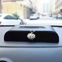汽车纸巾盒车载纸巾盒车抽纸盒座式镶钻纸巾盒车用创意女|纸巾盒白色