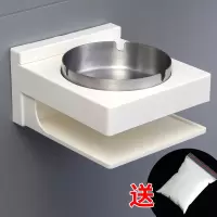 卫生间纸巾盒厕所抽纸盒创意免打孔防水带烟灰缸洗手间卷纸置物架|方形-银缸(先收藏灭烟沙)