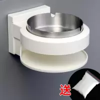 卫生间纸巾盒厕所抽纸盒创意免打孔防水带烟灰缸洗手间卷纸置物架|圆形-银缸(先收藏灭烟沙)