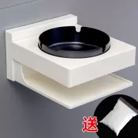 卫生间纸巾盒厕所抽纸盒创意免打孔防水带烟灰缸洗手间卷纸置物架|方形-黑缸(先收藏灭烟沙)