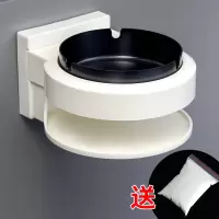卫生间纸巾盒厕所抽纸盒创意免打孔防水带烟灰缸洗手间卷纸置物架|圆形-黑缸(先收藏灭烟沙)