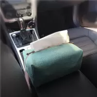 车载椅背纸巾盒套 汽车上用的座椅靠背挂式布艺抽纸盒袋扶手箱|嫩绿竹节纹