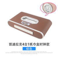 凯迪拉克ct5ct4车载纸巾盒袋xt5ct6atslxt4xtsxt6纸巾筒盒|带停车卡纸巾盒[4合1-带时钟]镶钻棕色