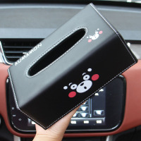 卡通平放纸巾盒抽韩国车载车用防滑抽纸盒创意可爱座式抽纸套女潮|黑色简约款