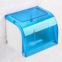 厕所纸巾盒置物架免打孔创意防水卫生间家用壁挂式卷纸厕纸盒两用|蓝色【免打孔|可打孔】通用纸型
