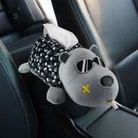 毛绒汽车内上放的车载纸巾盒抽纸盒套挂式布艺可爱装内饰抖音同款|毛绒款纸巾包（痞子狗）-送二包纸巾