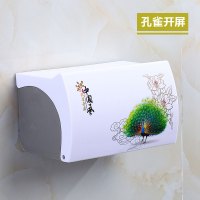 卫生间纸巾盒厕所卫生纸置物架厕纸盒免打孔防水卷纸筒创意手纸盒|孔雀开屏[送强力贴]