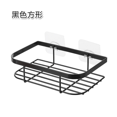 卫生间免打孔纸巾盒卷纸架家用浴室放纸铁艺纸巾篓杂物整理置物架|黑色方形