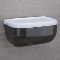 卫生间纸巾盒免打孔厕所抽纸创意卷纸盒手纸盒防水卫生纸置物架子|长款黑色透明