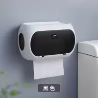 卫生间卷纸盒厕所卫生纸放抽纸架壁挂式墙上纸巾盒家用创意免打孔|黑色款【17cm内的实心卷纸可用】