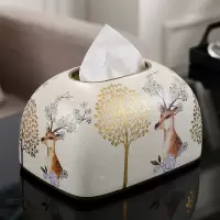 美式乡村陶瓷家用抽纸盒 欧式客厅餐厅装饰纸抽盒餐巾纸巾盒新中|麋鹿姑娘