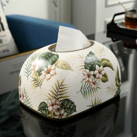 美式乡村陶瓷家用抽纸盒 欧式客厅餐厅装饰纸抽盒餐巾纸巾盒新中|龟背绿植