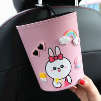 汽车纸巾挂袋车载抽纸盒挂式网红创意可爱玩偶车用包车内车上|新版潮兔垃圾桶-送2卷垃圾袋