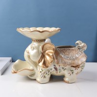 欧式多功能纸巾盒创意可爱大象抽纸盒轻奢纸抽盒美式客厅家用摆件|米色多功能大象