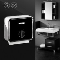 卫生间酒店免打孔塑料擦手纸盒 厨房免打孔抽纸巾盒箱 擦手纸巾架|雅美系列—精致黑