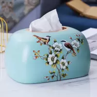 纸巾盒摆件客厅抽纸餐巾创意陶瓷北欧风格餐桌轻奢风茶几ins纸抽|一帆顺风圆款