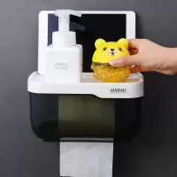 卫生间纸巾盒免打孔厕所抽纸厕纸盒创意卷纸盒手纸盒卫生纸置物架|金属灰(大号)
