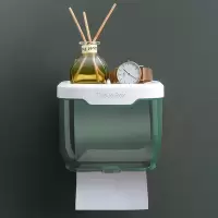 免打孔创意防水纸巾架厕纸盒卫生间纸巾盒厕所卫生纸置物架抽纸盒|墨绿小号