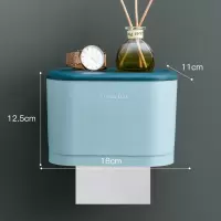 卫生间纸巾盒免打孔家用厕所防水抽纸卷纸筒壁挂式创意可爱北欧风|小号-浅蓝
